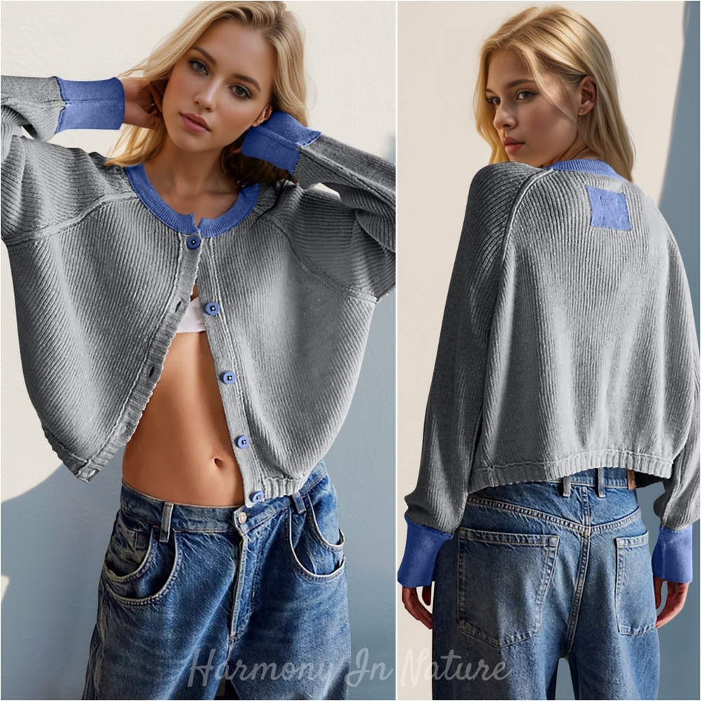Eva Split-Style Cadigan - Gray